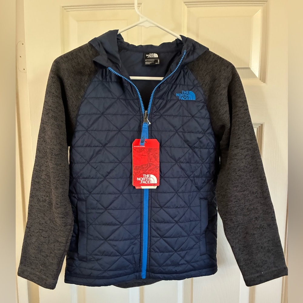 Boys The North Face Quilted Sweater Fleece Hooded Jacket Size M (10) - NWT